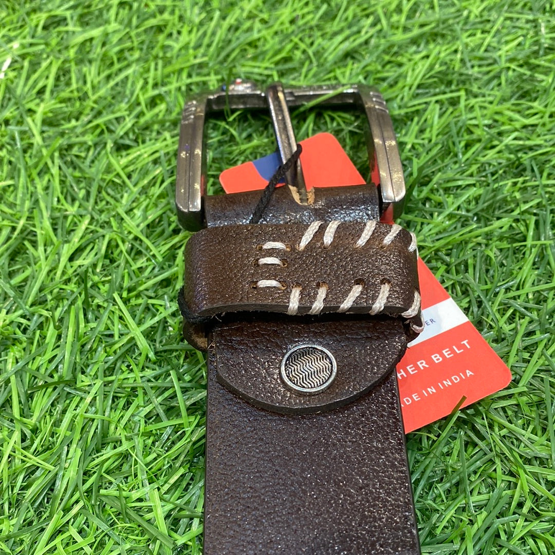 Tom Mot Brown Colour Sliver Buckle Genuine Leather Men’s Belt 9206