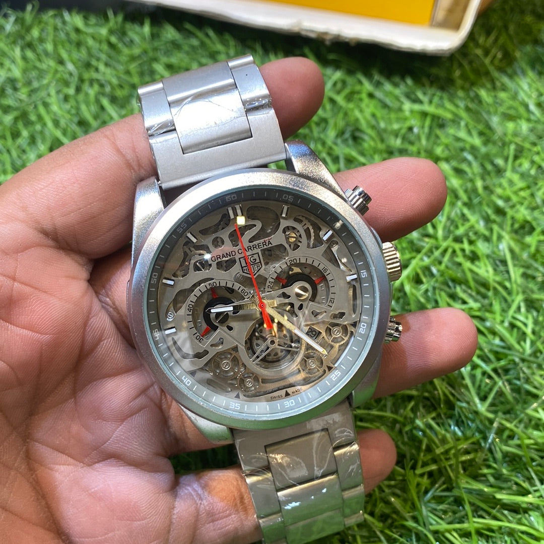 Gat Silver Grey Chain Watch Chrono for Men 400930