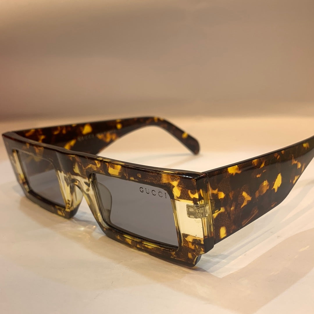 CUG Glossy Yellow Leopard Print Frame Transparent Shade Unisex Sunglass 86588 47 27 145