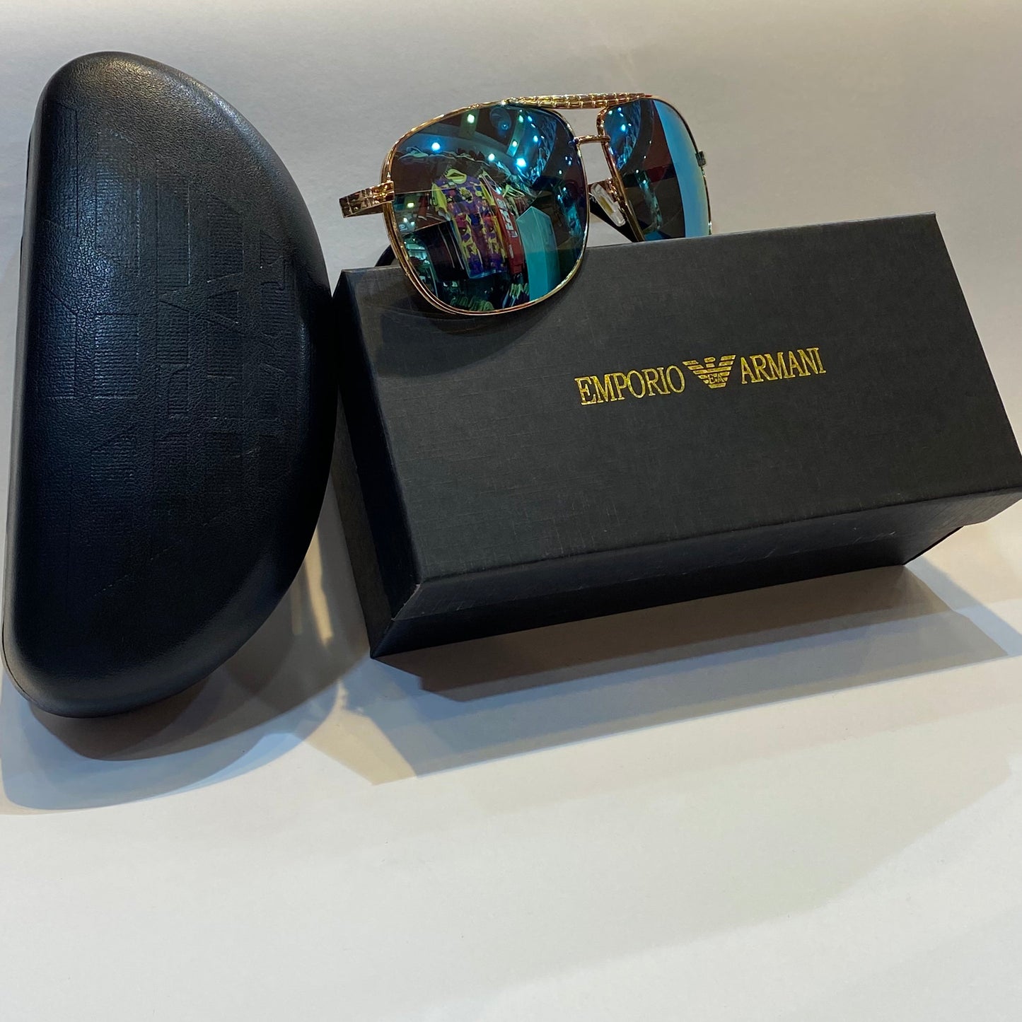 MRA Gold Frame Black Shade Unisex Branded Sunglasses 5202