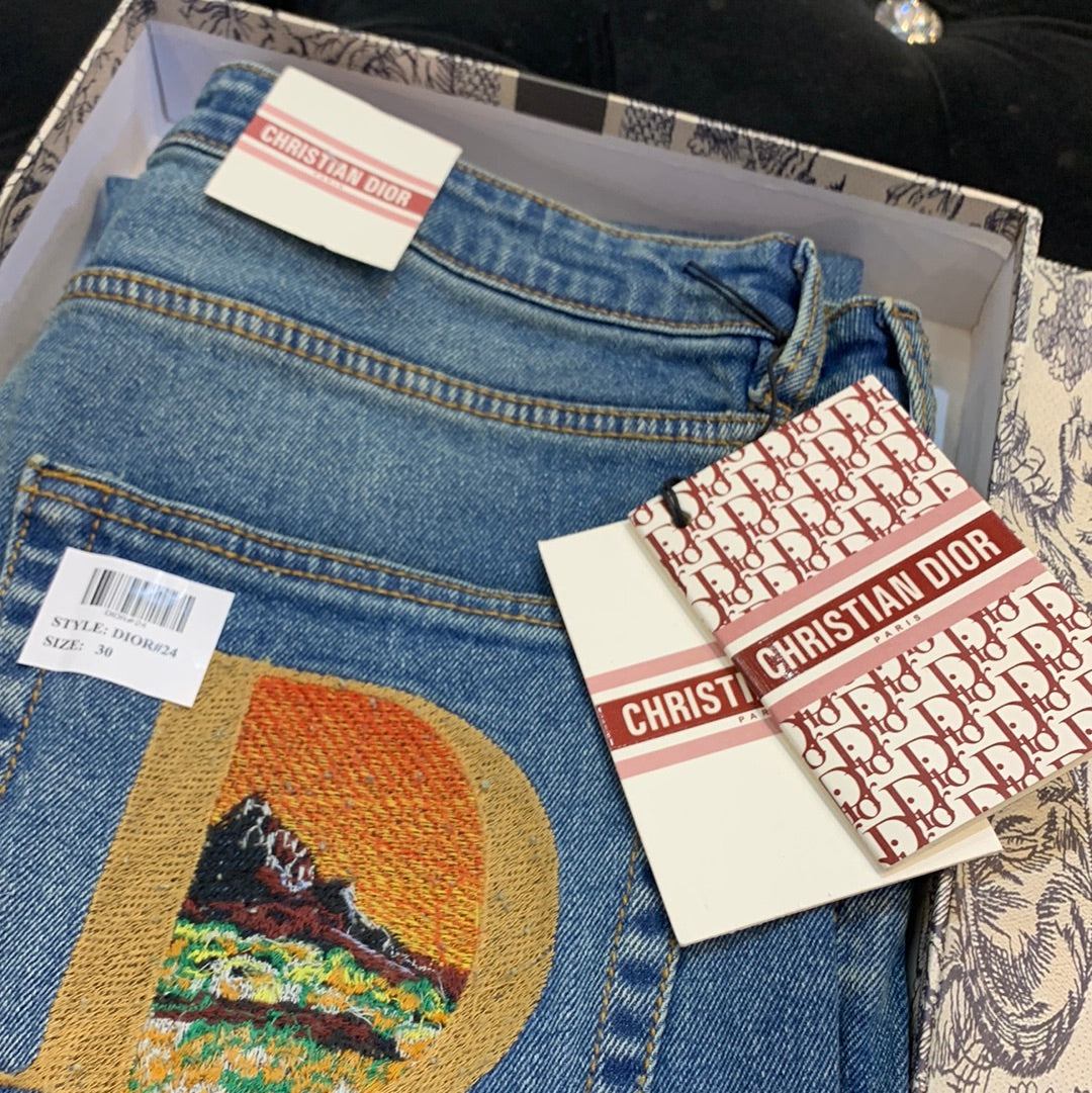 OID Light Blue Colour Faded Design With Back Embroidery Surplus Slim Fit Men’s Jeans 32069