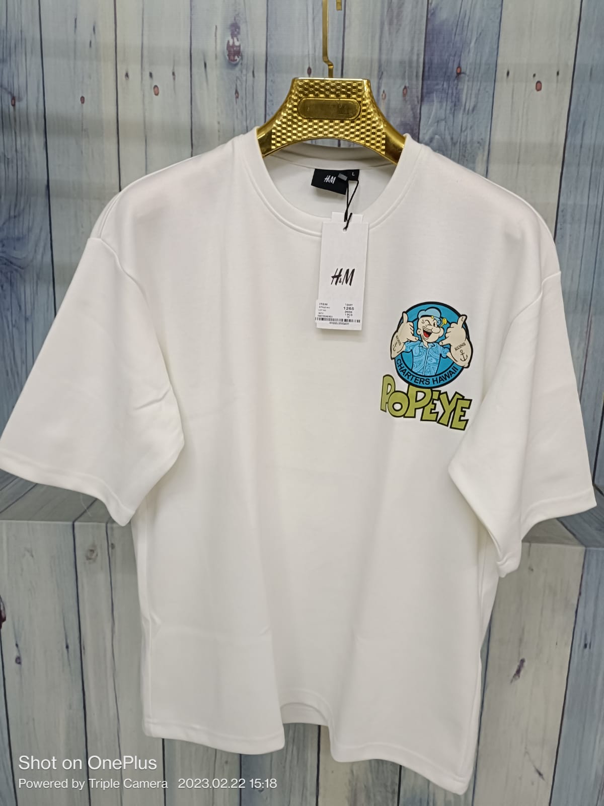 POPEYE Navy Blue Colour With Back Print Drop Shoulder Lycra Fabric TShirt 298128
