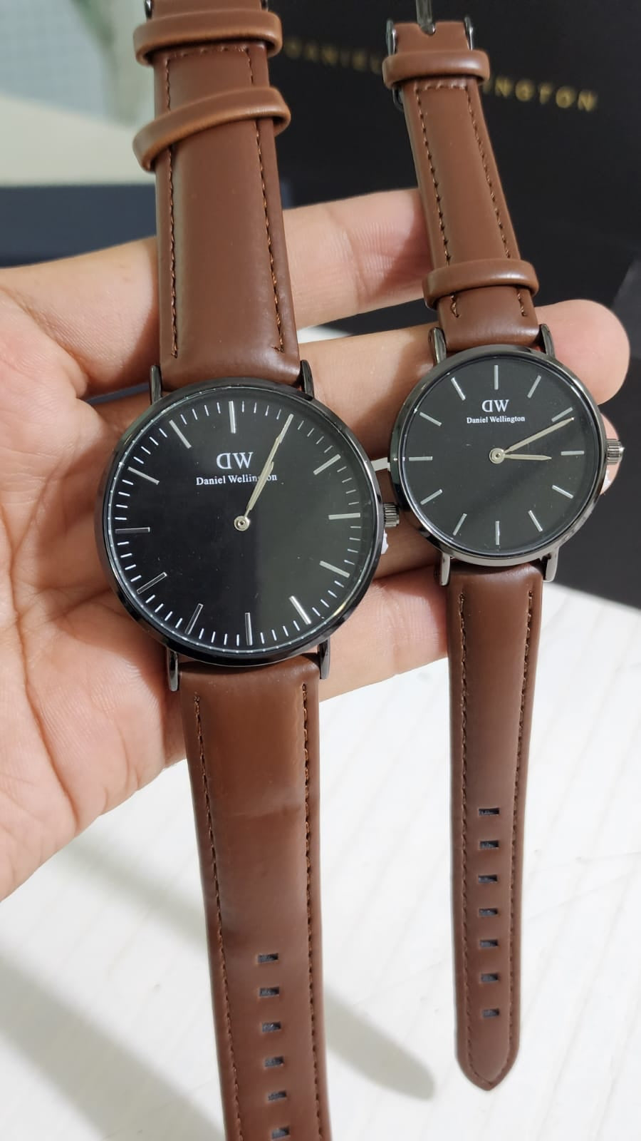 Wd Brown Strap Black Dial Ladies Watch