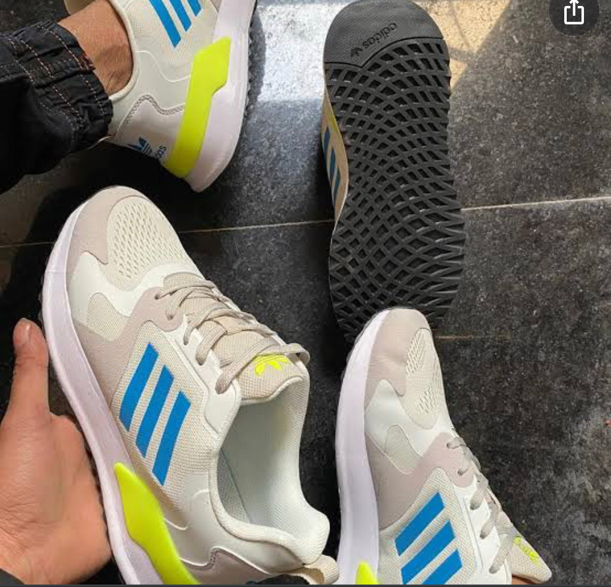 IDA Light Grey Blue Neon Running Sports Shoes 004001 03082023