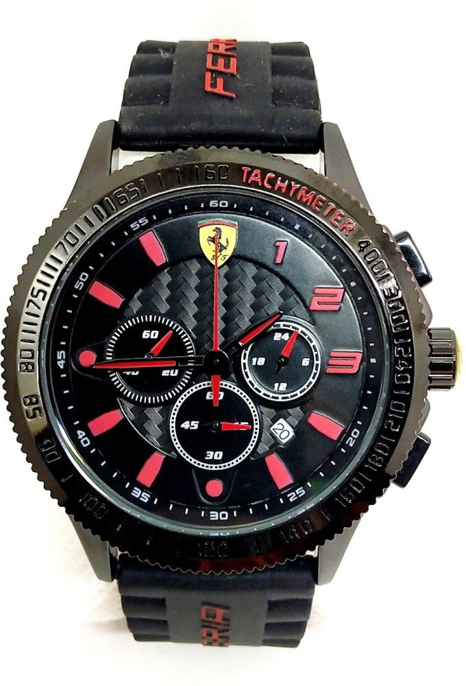 REF FER Black Red Silicone Strap Chrono Dial Men Watch Men Fer Formal Casual Men Watch