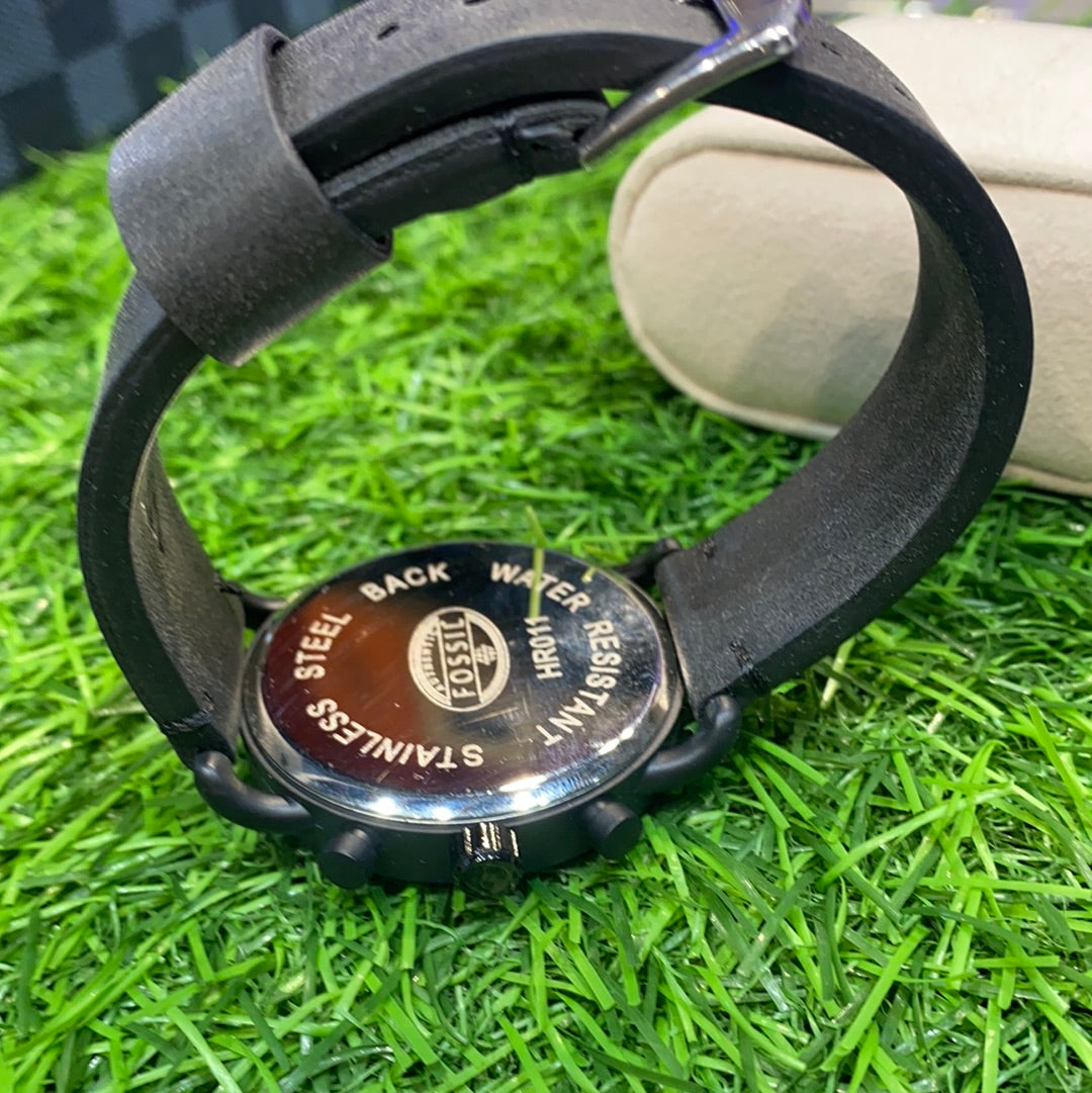 Black Strap Chronographic Dial Watch For Men