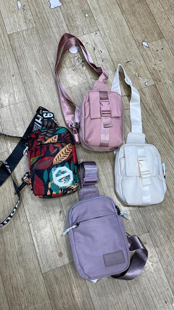 Pink Colour Fancy Crossbody Bag Shoulder Bag Multiple Pocket Chest Bag 055602
