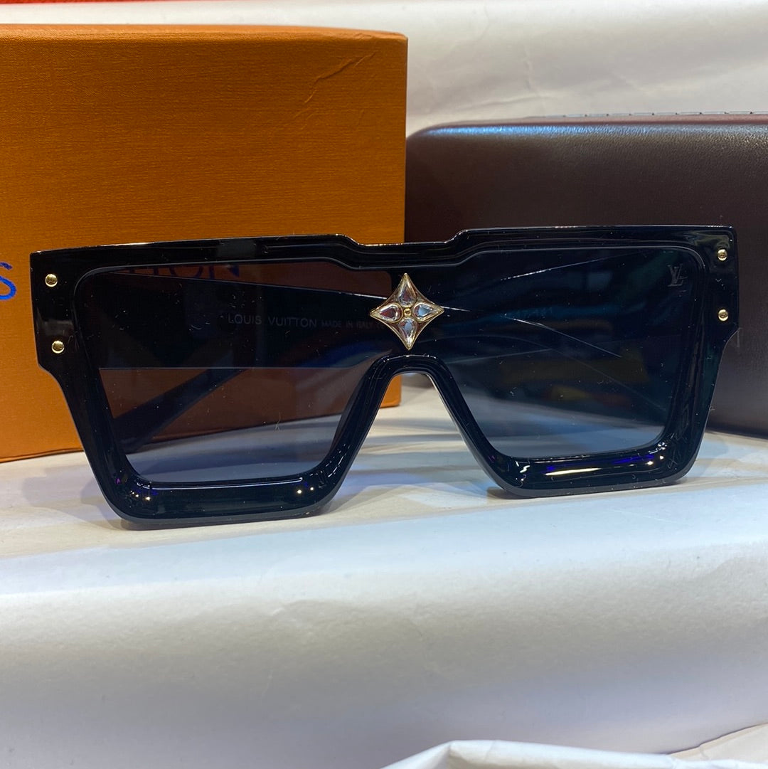 UOL Glossy Black Frame Black Shade Unisex Branded Sunglasses 1485 6017 141