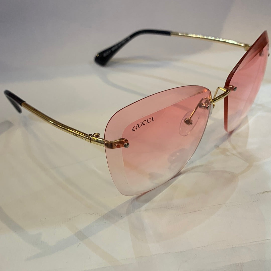 CUG Frameless Golden Black Stick Pink Shade Unisex Sunglass 6856 65 14-135