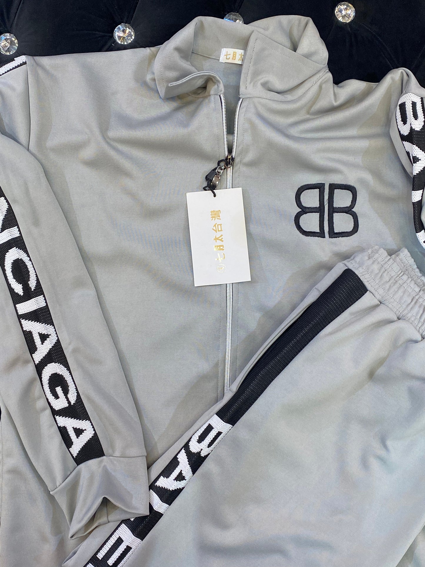 Grey Colour BAL LAB With Logo Text Sleeve Tracksuit Combo 9113