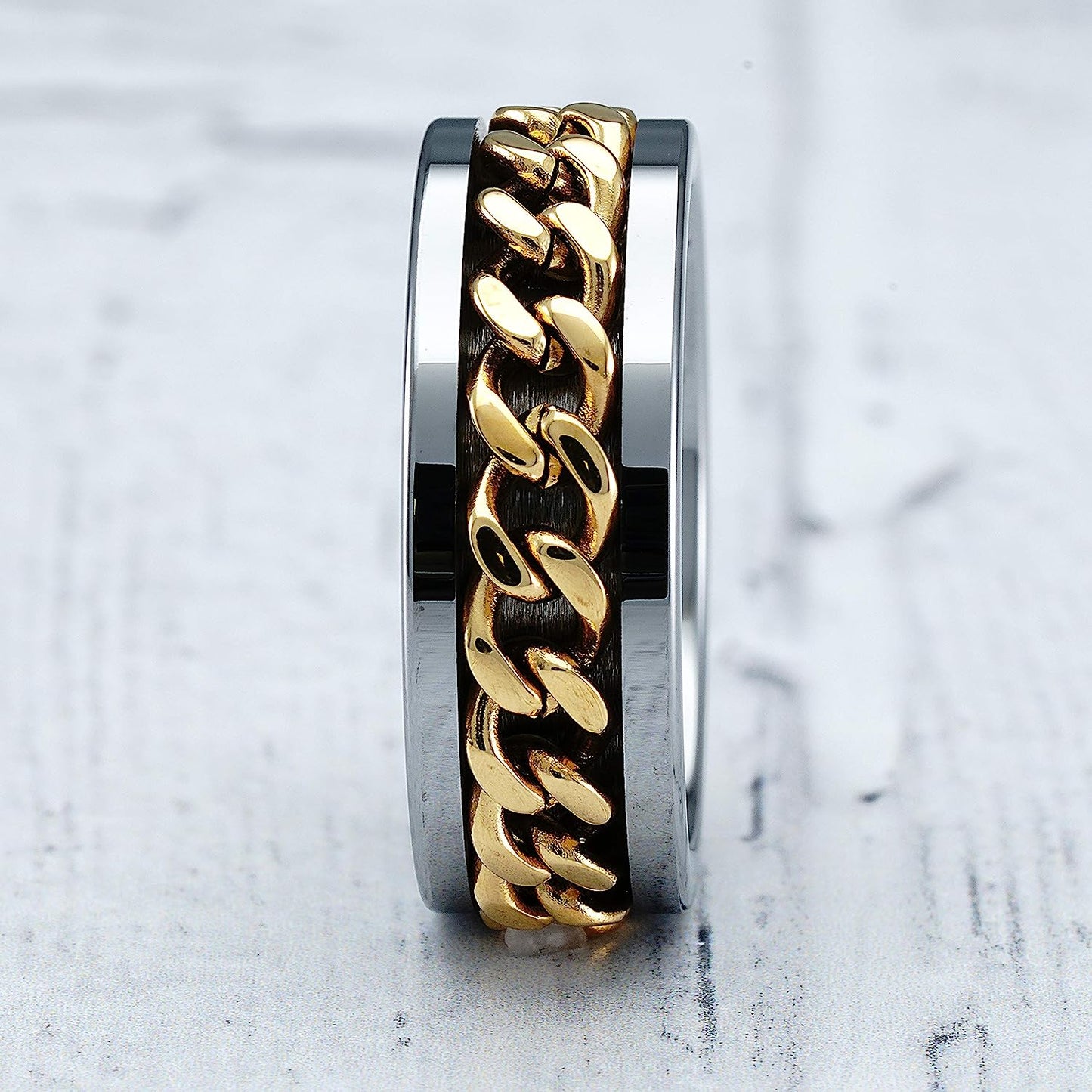 Sliver Gold Stainless Steel Circle Spinner Premium Quality Men’s Ring 50240