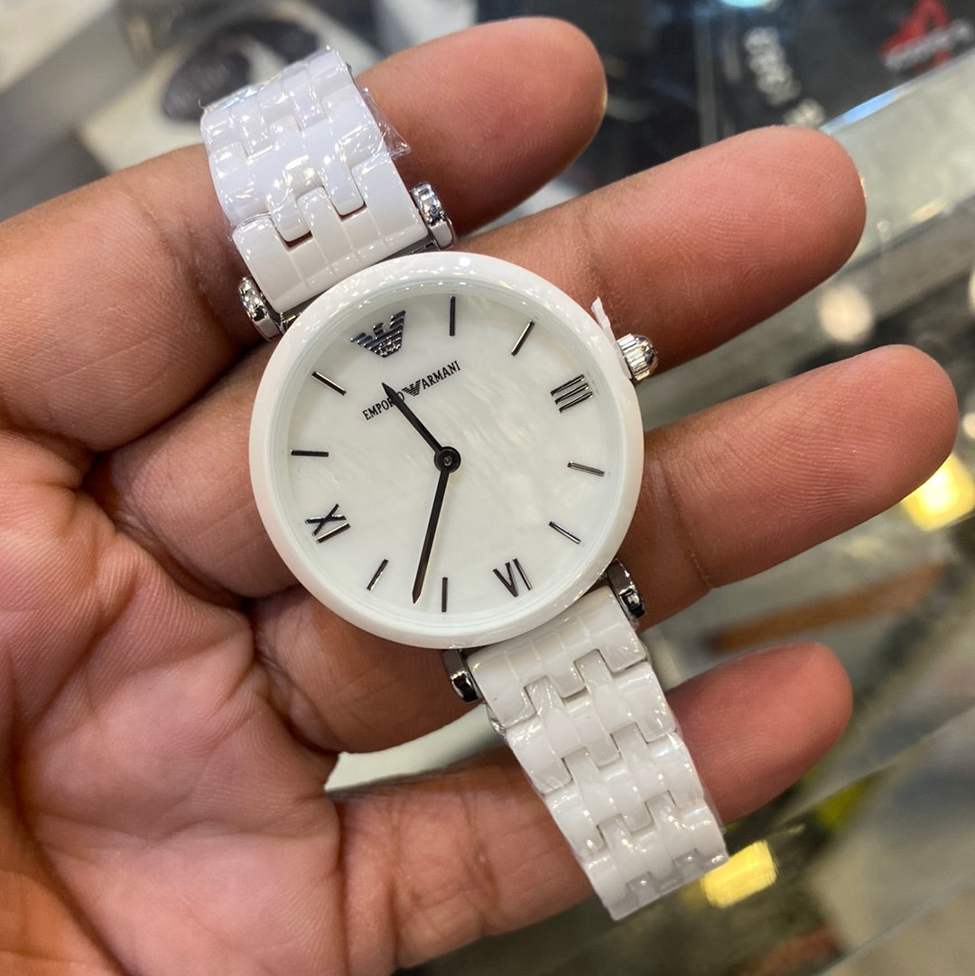 Mra White Chain White Silver Dial Ceramica Ladies Watch 401901