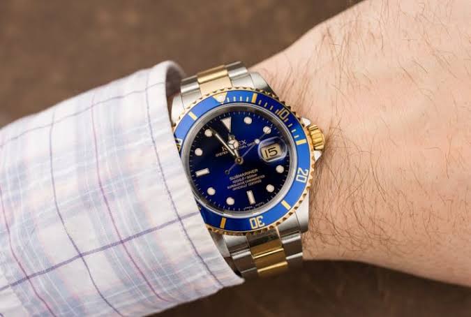 Lor Silver Gold Blue Automatic Chain Watch For Men 400197