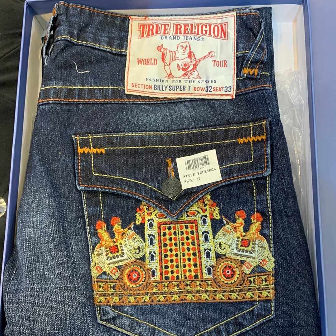 Urt Ler Dark Blue Back Side Embroidery Mens Hight Quality Men’s bell bottom Jeans 32051