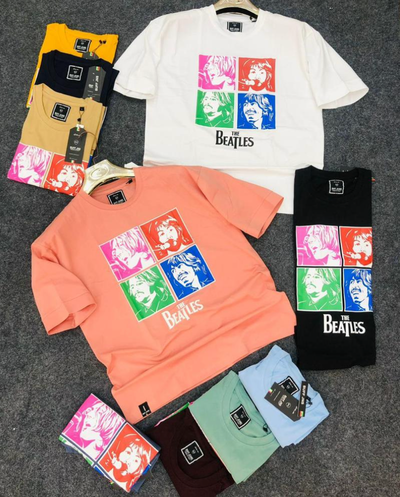 Peach Colour Printed BJC TShirt Beatles 110254