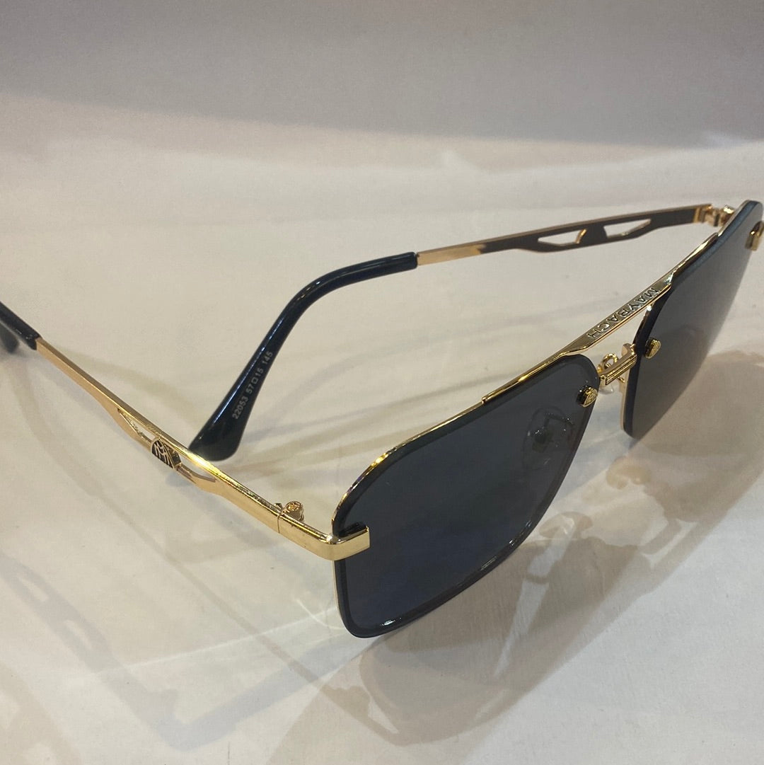 May yam Golden Frame Black Shade Unisex Sunglass 22053 57 15 145