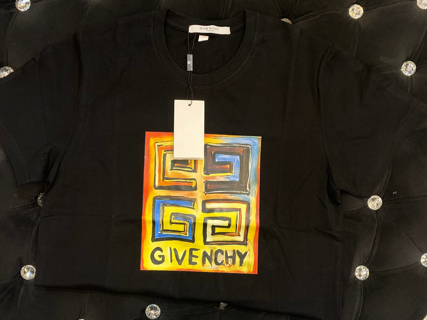 VIG Black Colour With VIG Multi Colour Print Lycra Cotton Fabric TShirt 781482