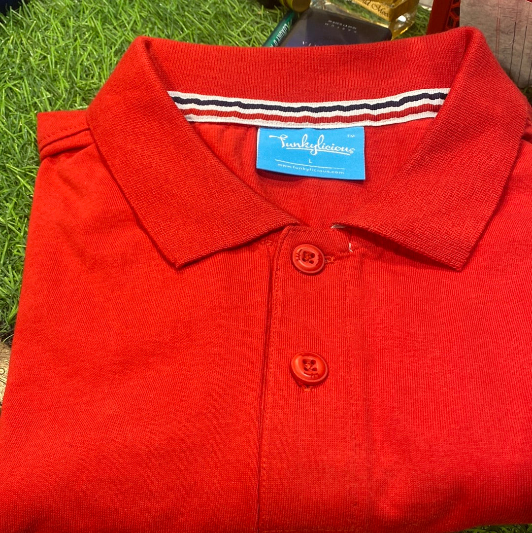 Funky Red Colour Cottan Coller TShirt 110236