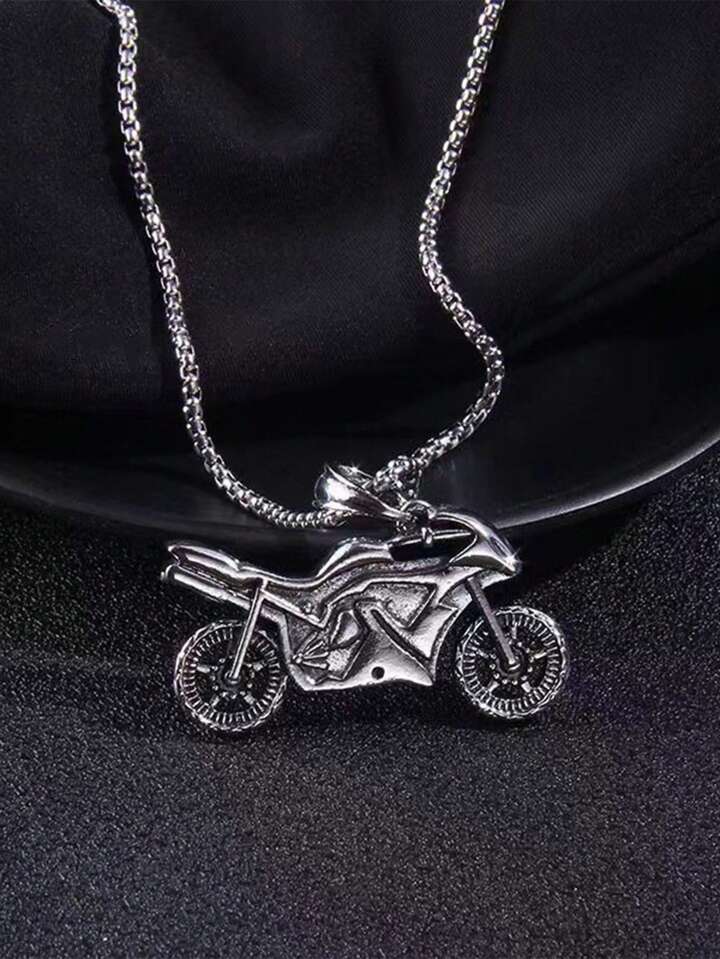 Sliver Motorcycle Pendant Necklace Chain 50281