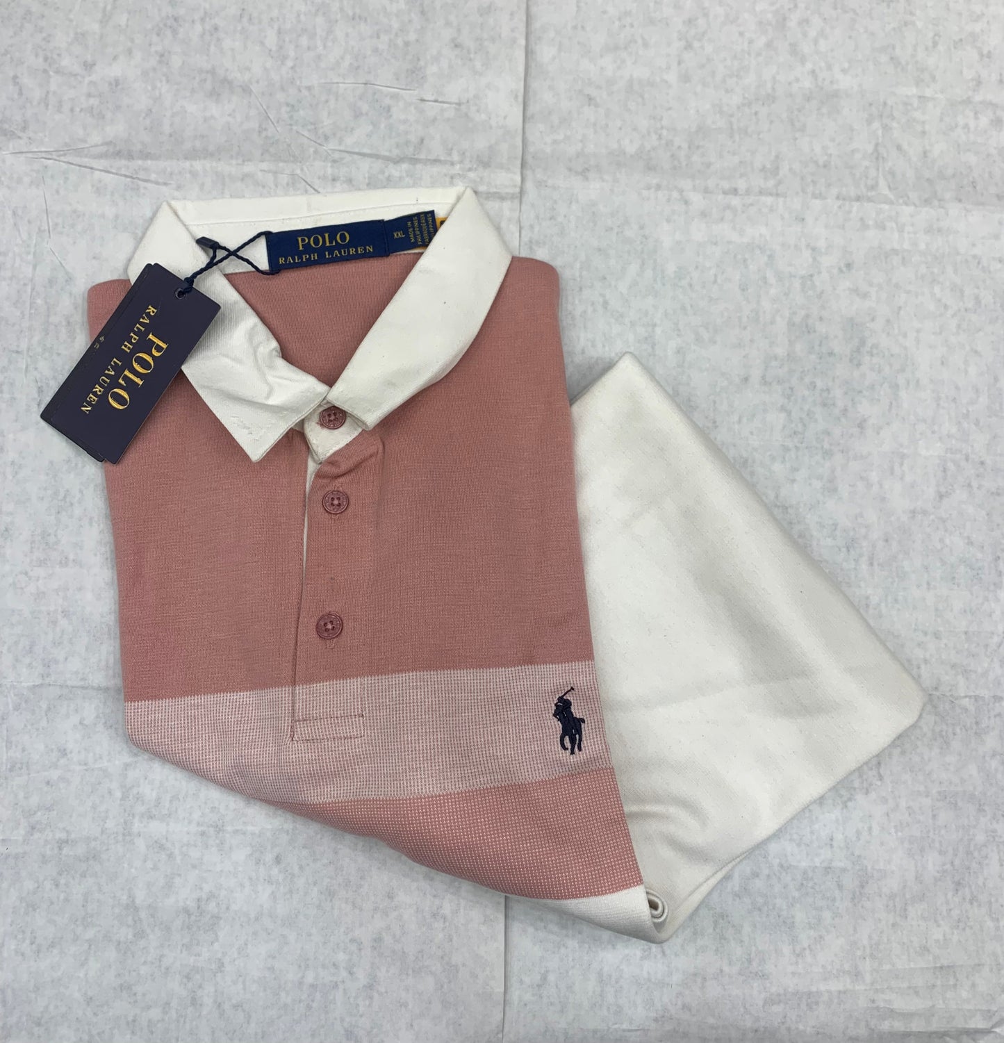 LOP Peach Colour With Front Print Embroidery Collar Tshirt 50206