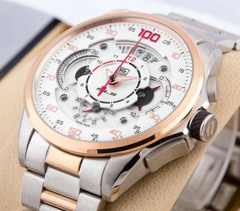 Gat Silver Copper Chain Copper Ring Silver White Dial Chrono Working Men Watch 401216