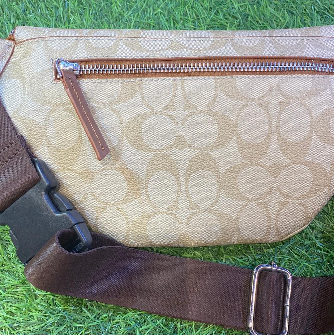 Cream Brown Waiste Fanny Side Unisex Bag