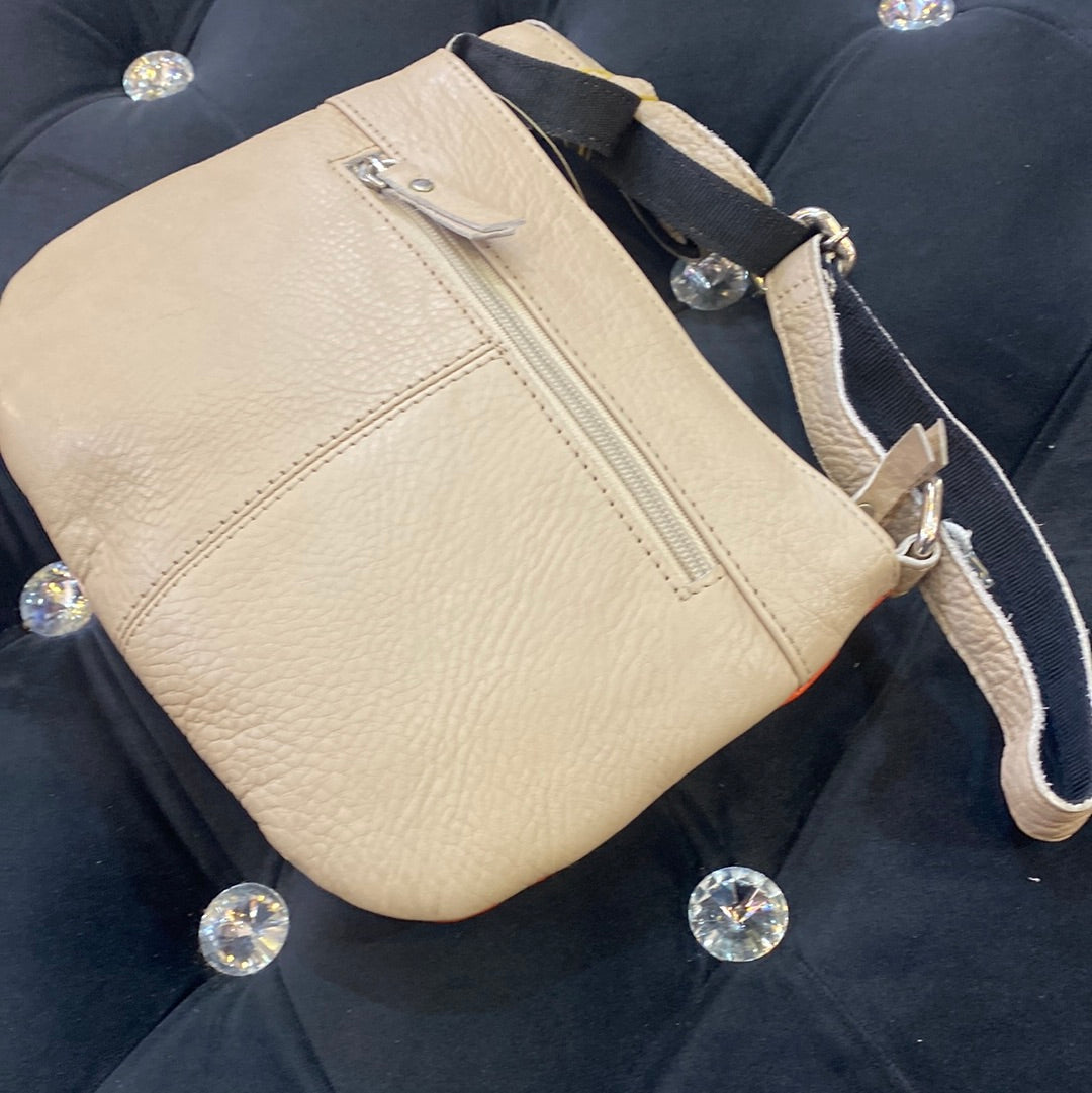 LAS Peach Grey Orange Colour Genuine Leather Heavy Quality Ladies Side Sling Bag 3202