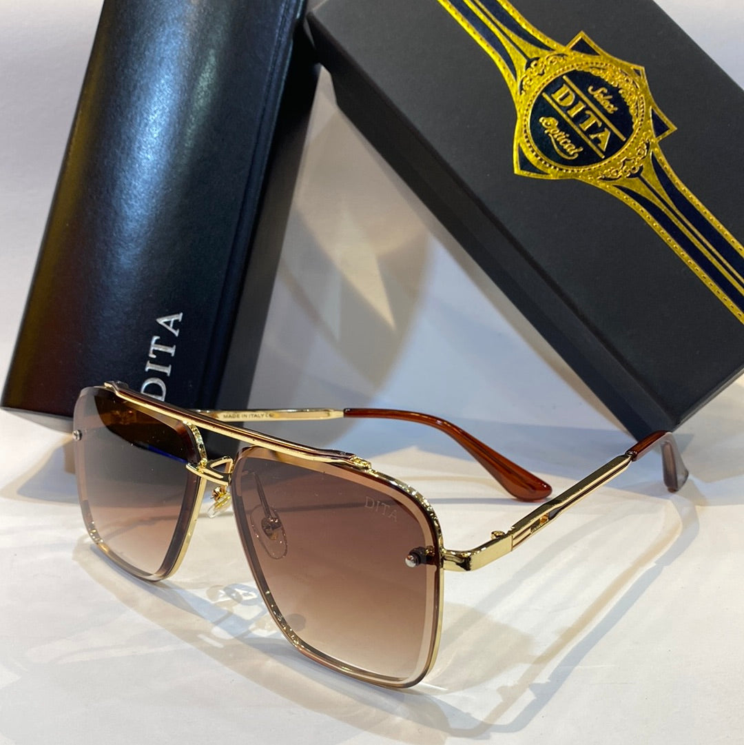 TID Gold Frame Brown Shade Unisex Branded DT002 62 18-145