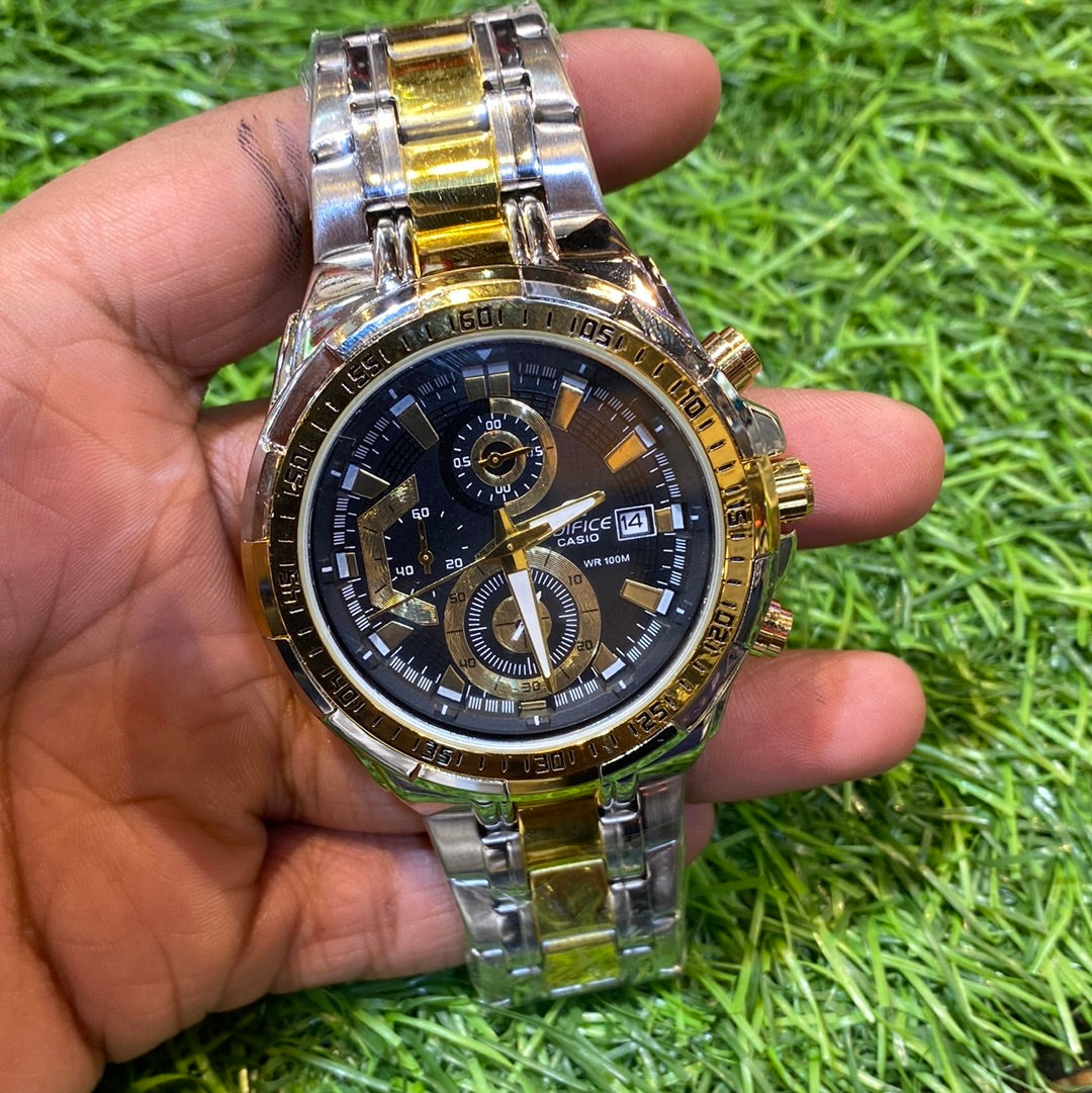 Ide Silver Gold Chain Black Gold Dail Chronograph Working Men’s Watch 400997