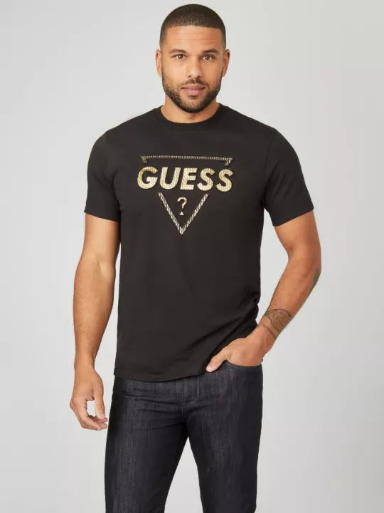Guess Lenny Logo Tee- White Mens Casual T Shirt O-Neck Short Sleeve