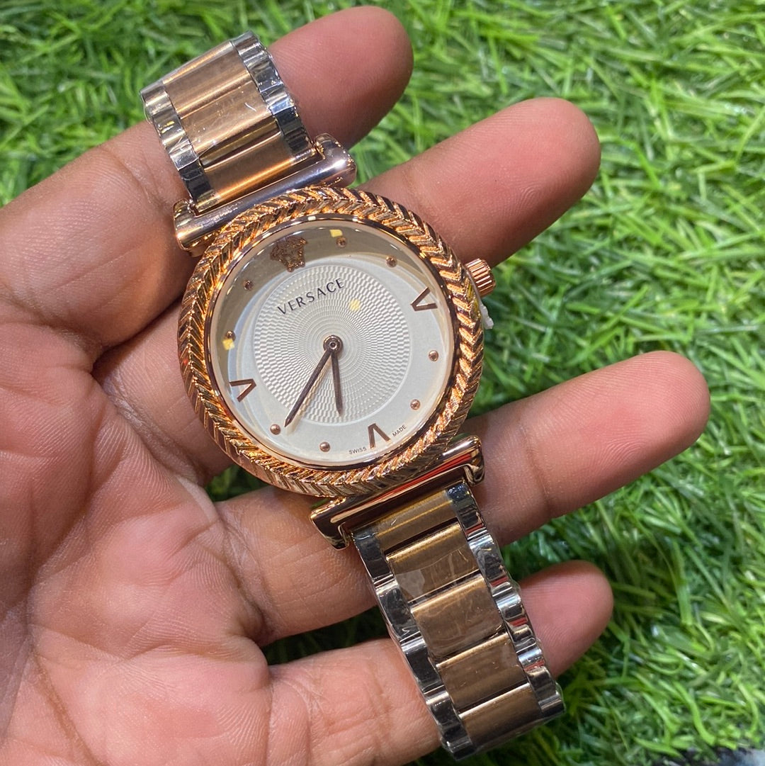 Silver Copper Chain Copper Ring White Dial Ladies Watch 401297