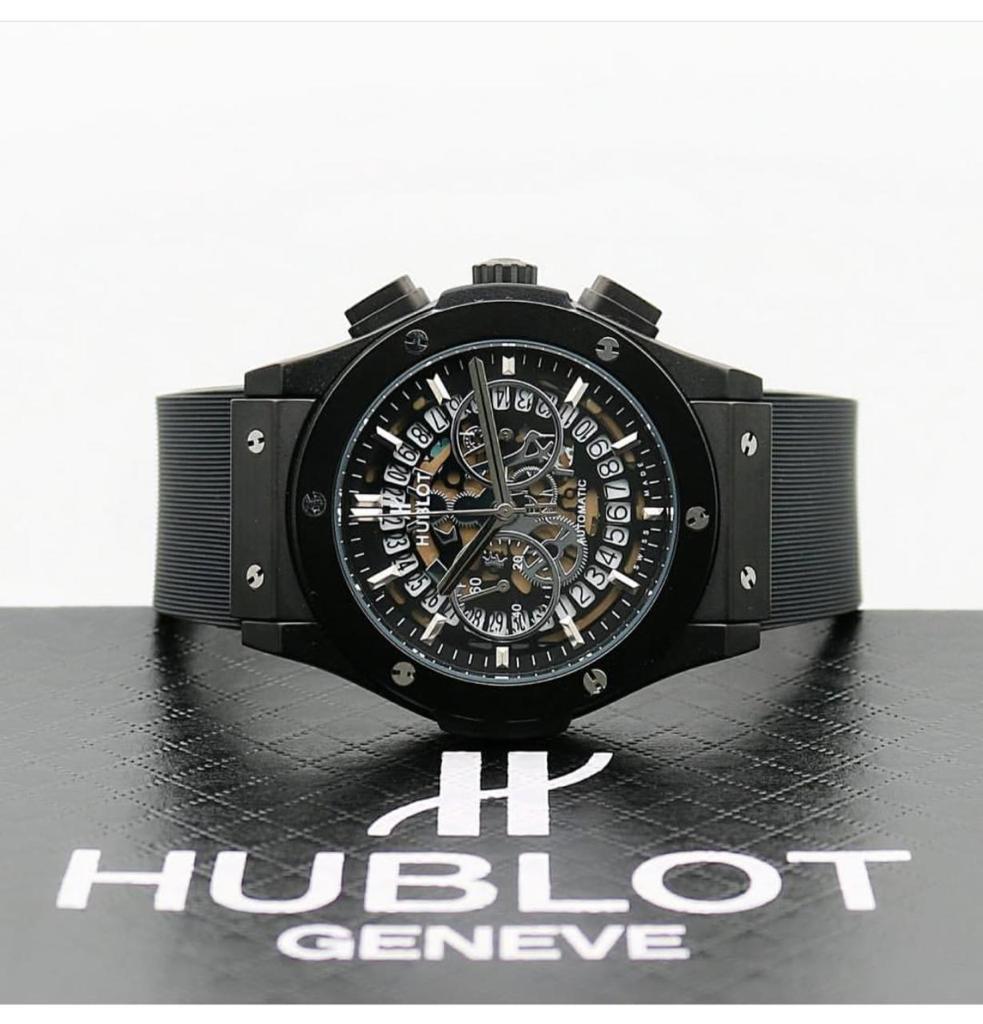 Buh Black Dial Chrono Leather Silicone Strap Watch For Men 400296