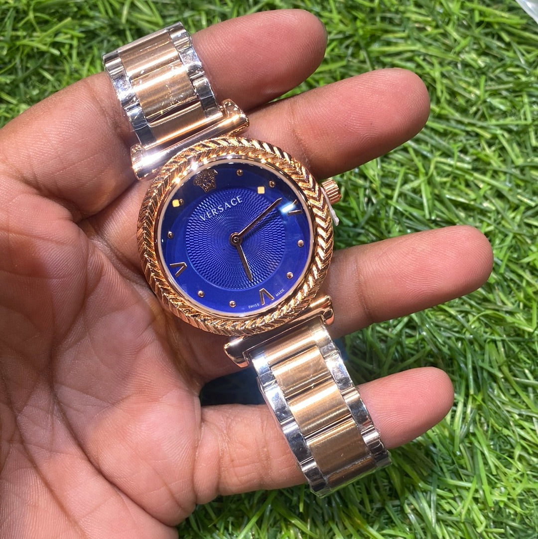 Silver Copper Chain Copper Ring Blue Dial Ladies Watch 401299