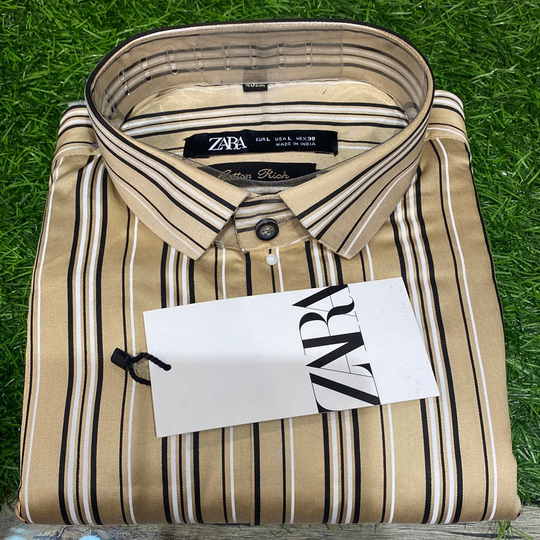 Beige of white black Colour Lines Zar raz zr Shirts 110102