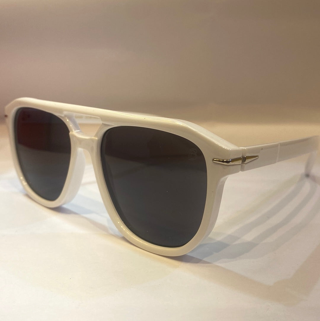 VID Glossy White Print Frame Black Shade Unisex Sunglass B2207 60 14 151