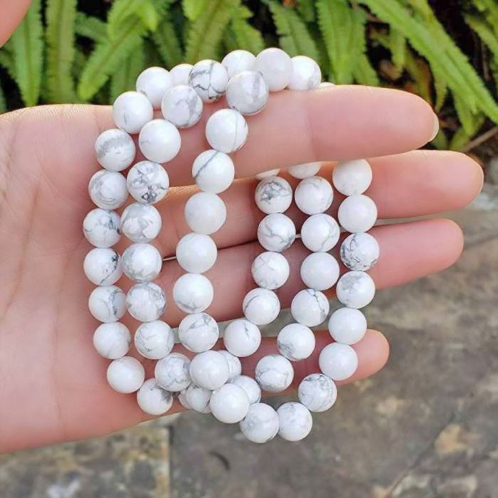 Howlite Beads Stretchable Natural Stone Beads Unisex Bracelet