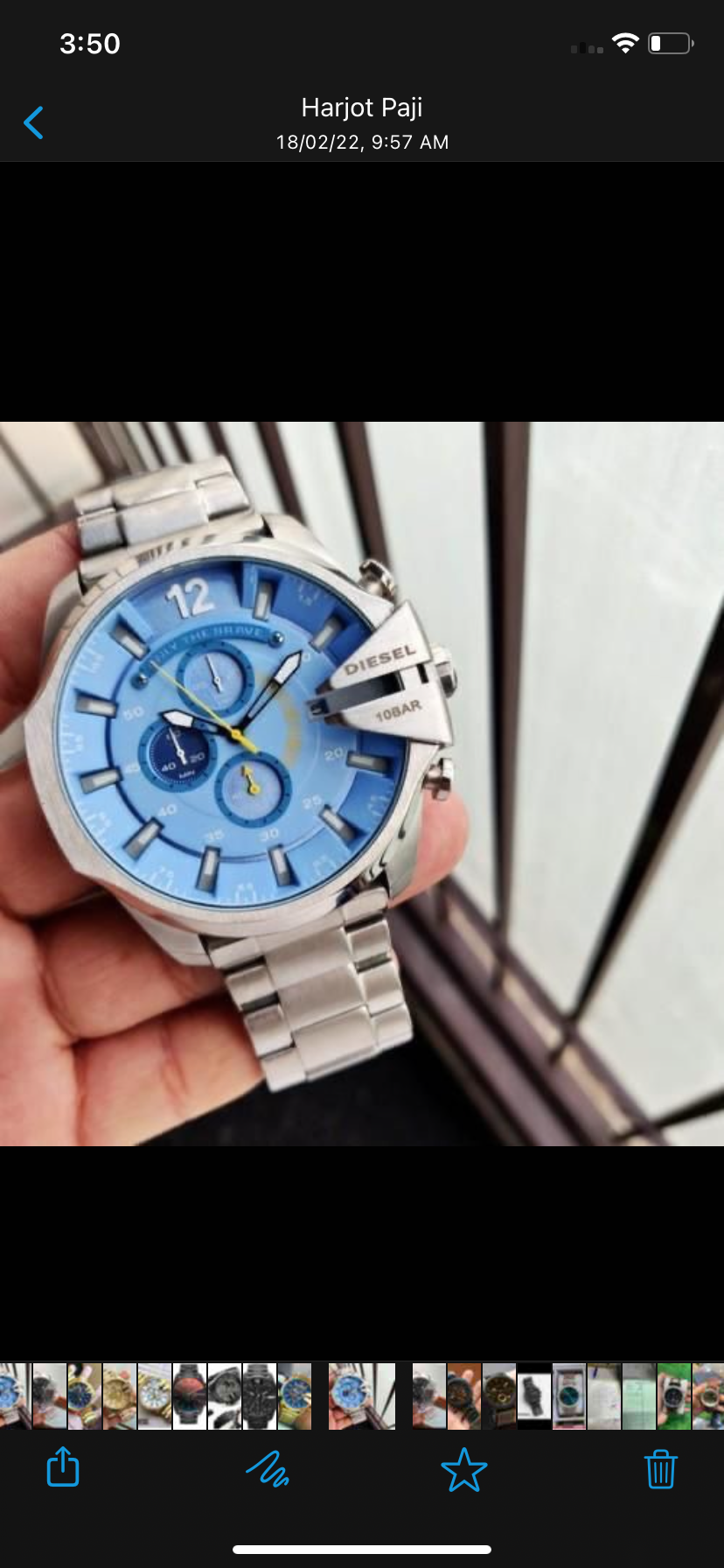 Eid Silver CHain Blue Dial Jap Machinery Heavy Men's Watch 401051