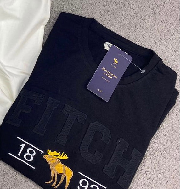 EBA Black Colour With Dear Embroidery Print Lycra Fabric Drop Shoulder TShirt 189202
