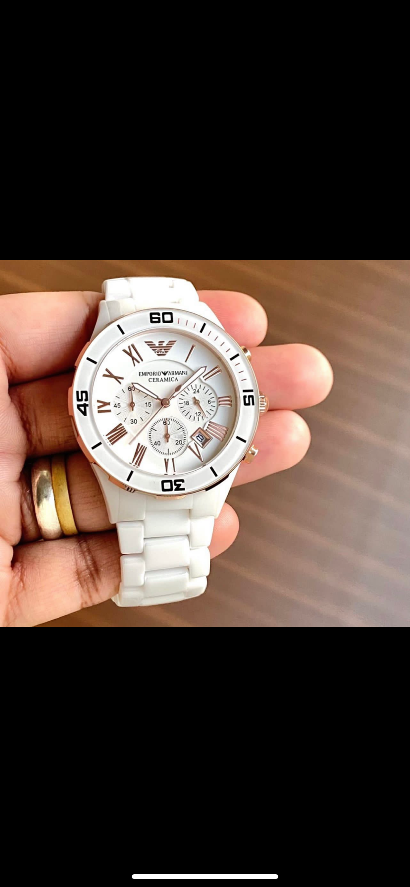 Mra White Chain White Copper Dial Chrono Working Men Watch 401027