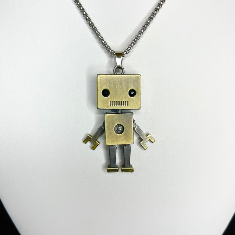 Sliver Robot Pendant Necklace Chain 50282