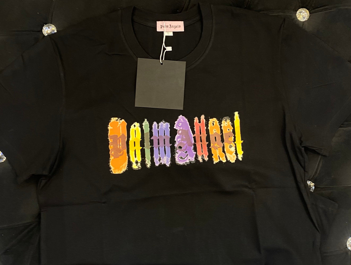 LAP Black Colour With LAP Multi Colour Print Lycra Cotton Fabric TShirt 781407