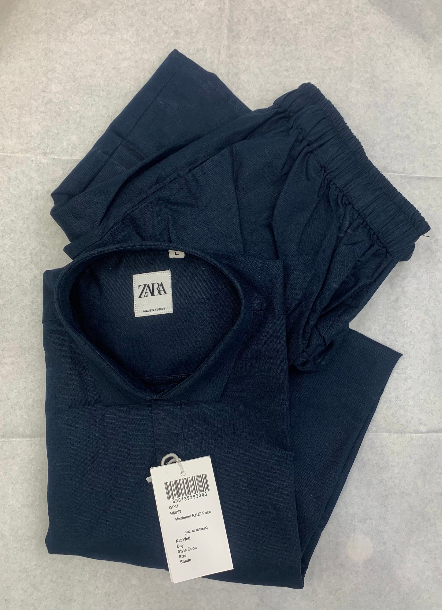 Zr Navy Blue Color Plain Unisex Coord Set