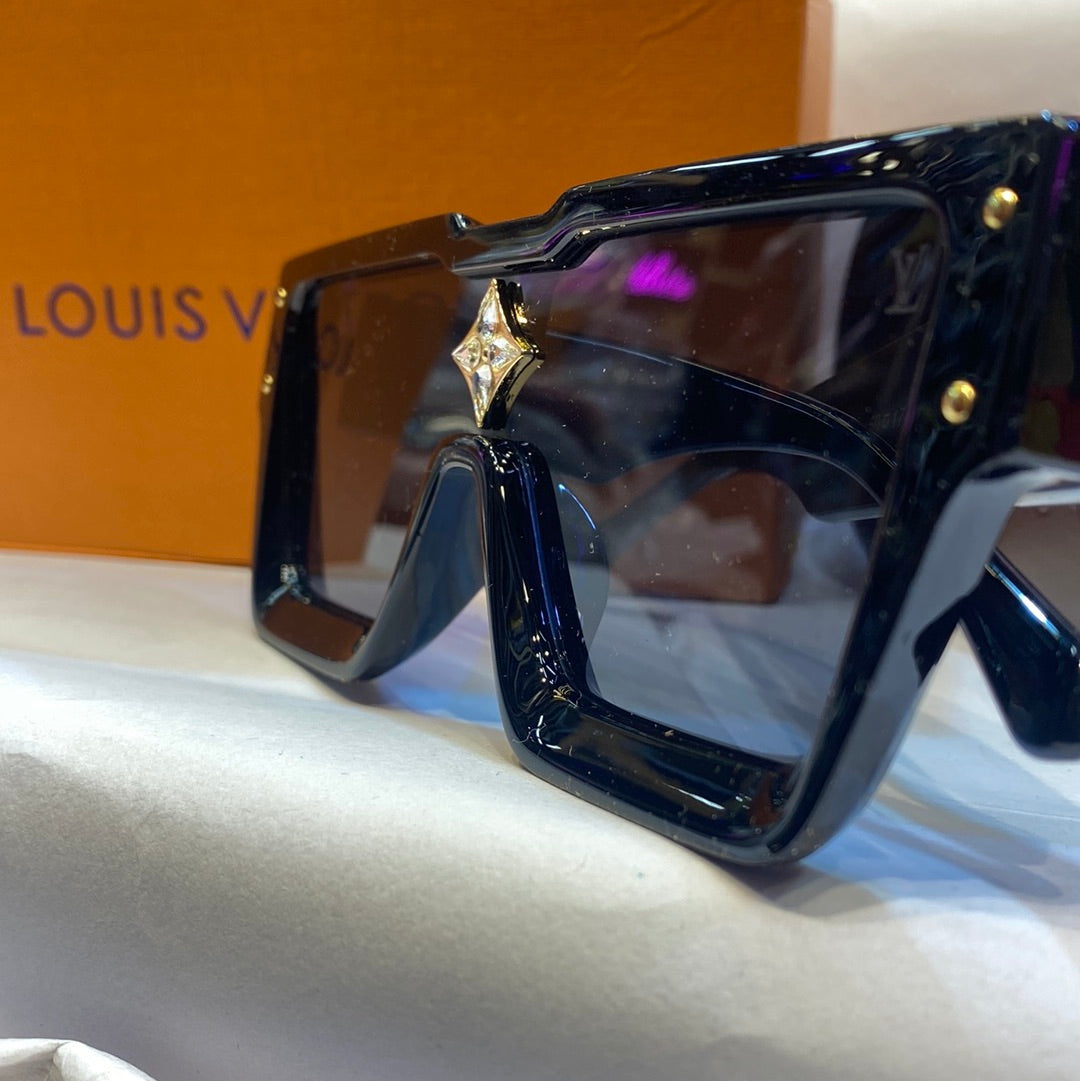 UOL Glossy Black Frame Black Shade Unisex Branded Sunglasses 1485 6017 141