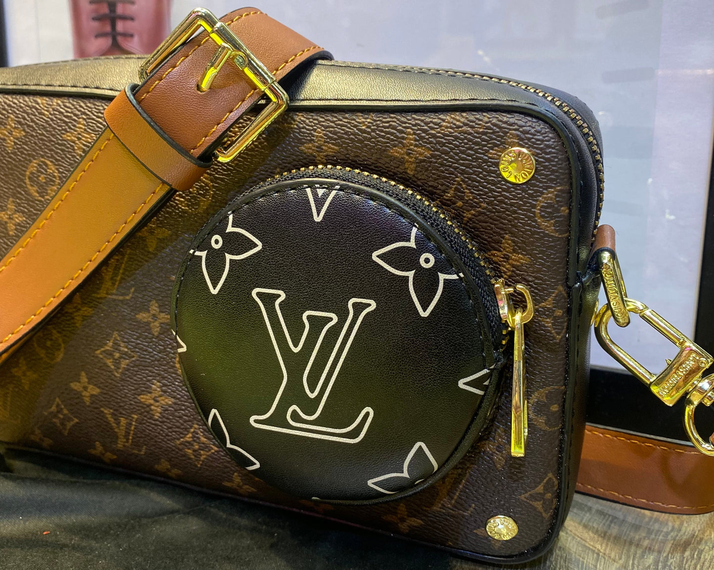 VL Branded Genuine Leather Monogram Volga Bag 9135