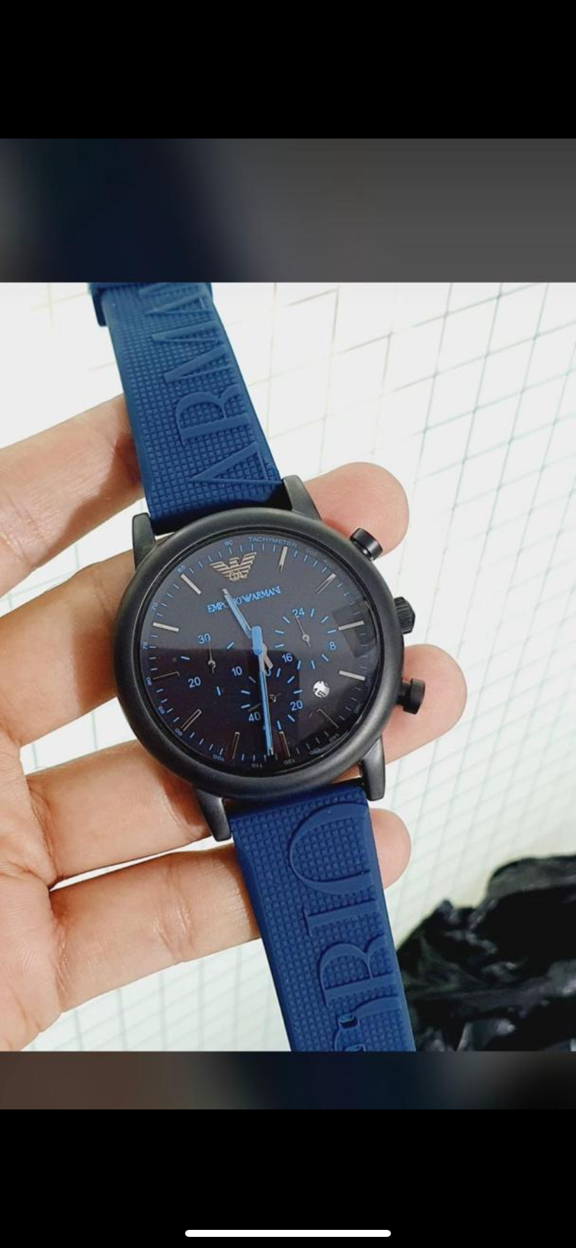Blue Silicon Strap Black Dial 400590