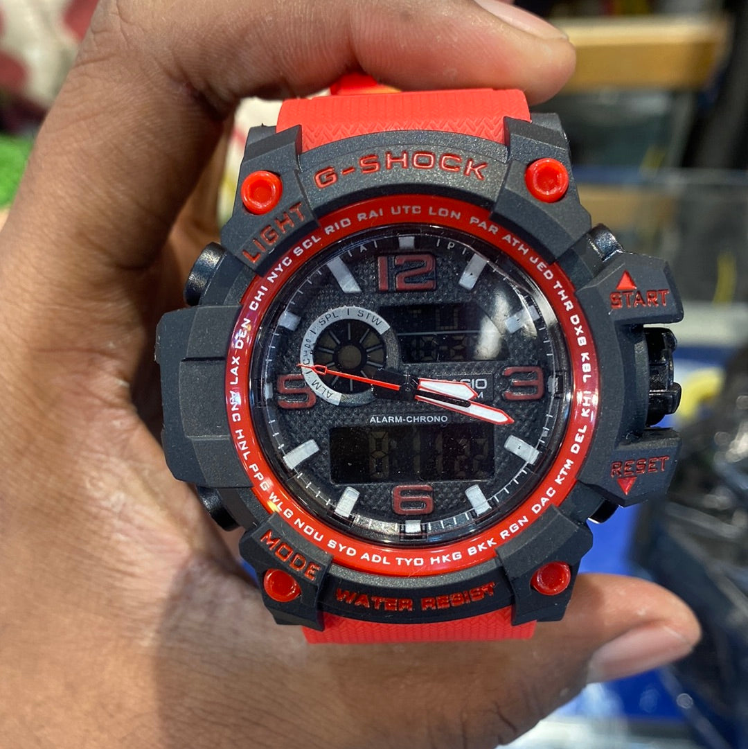 Hsg Red Strap Black Dial Colour Water Resistance Sports Watch. 500417