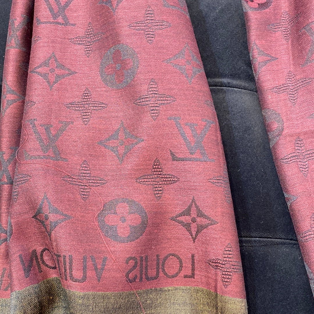 VL Lou Uol Brown Gold Colour VL Print Heavy Quality Muffler 9368