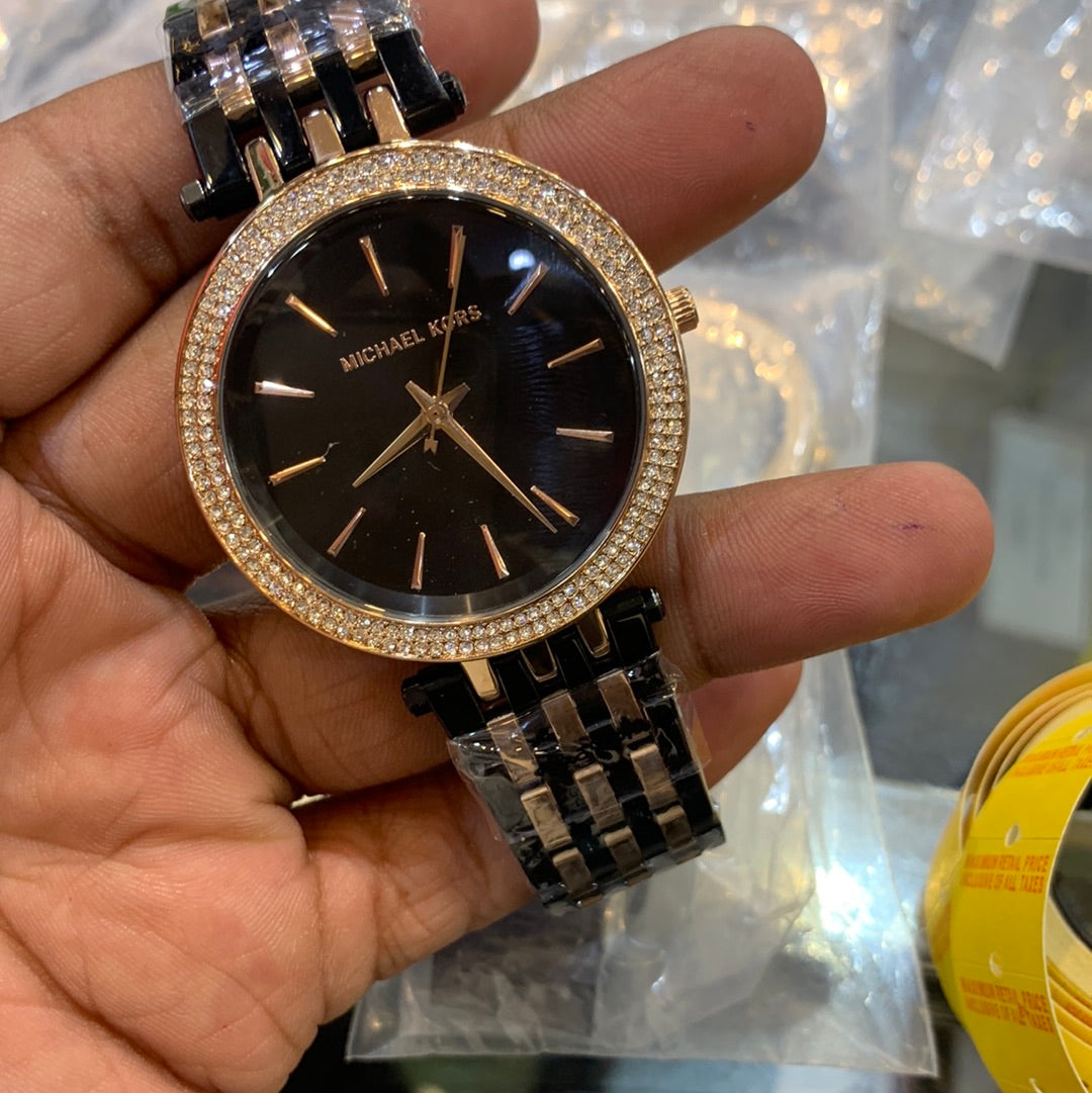 Cim Black Copper Chain Black Dial Stud Ladies Watch