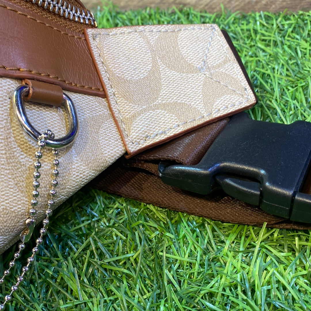 Cream Brown Waiste Fanny Side Unisex Bag