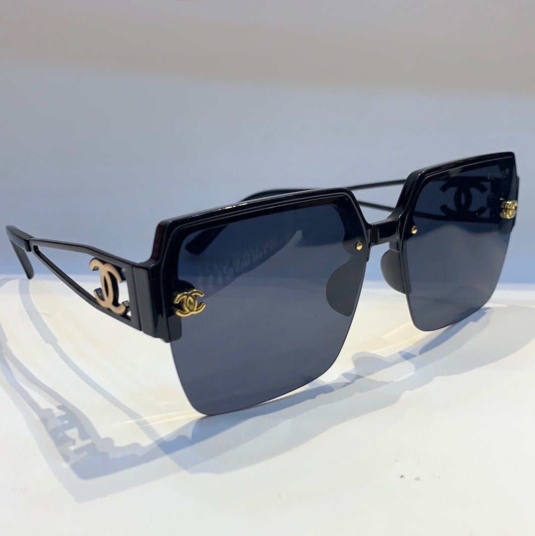 AHC Black Frame Black Shade Unisex Sunglasses 8278 55 18-140